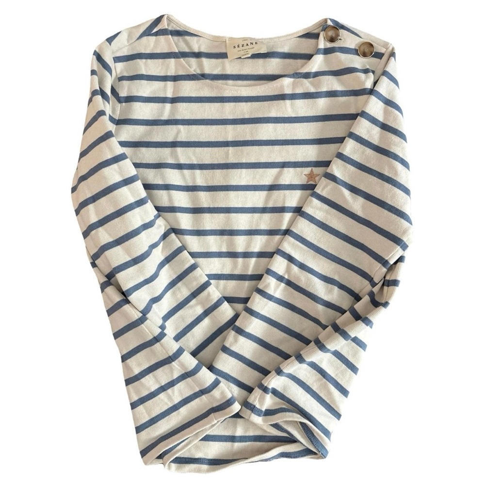 Sezane Colette Marinière Vintage Blue / Ecru - Size XXS